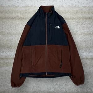 The North Face Denali Fleece Jacket Chocolate Brown Full Zip Black White Logo